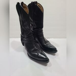 Sendra Black Leather Cowboy Biker Boots Sz.6.5 men's